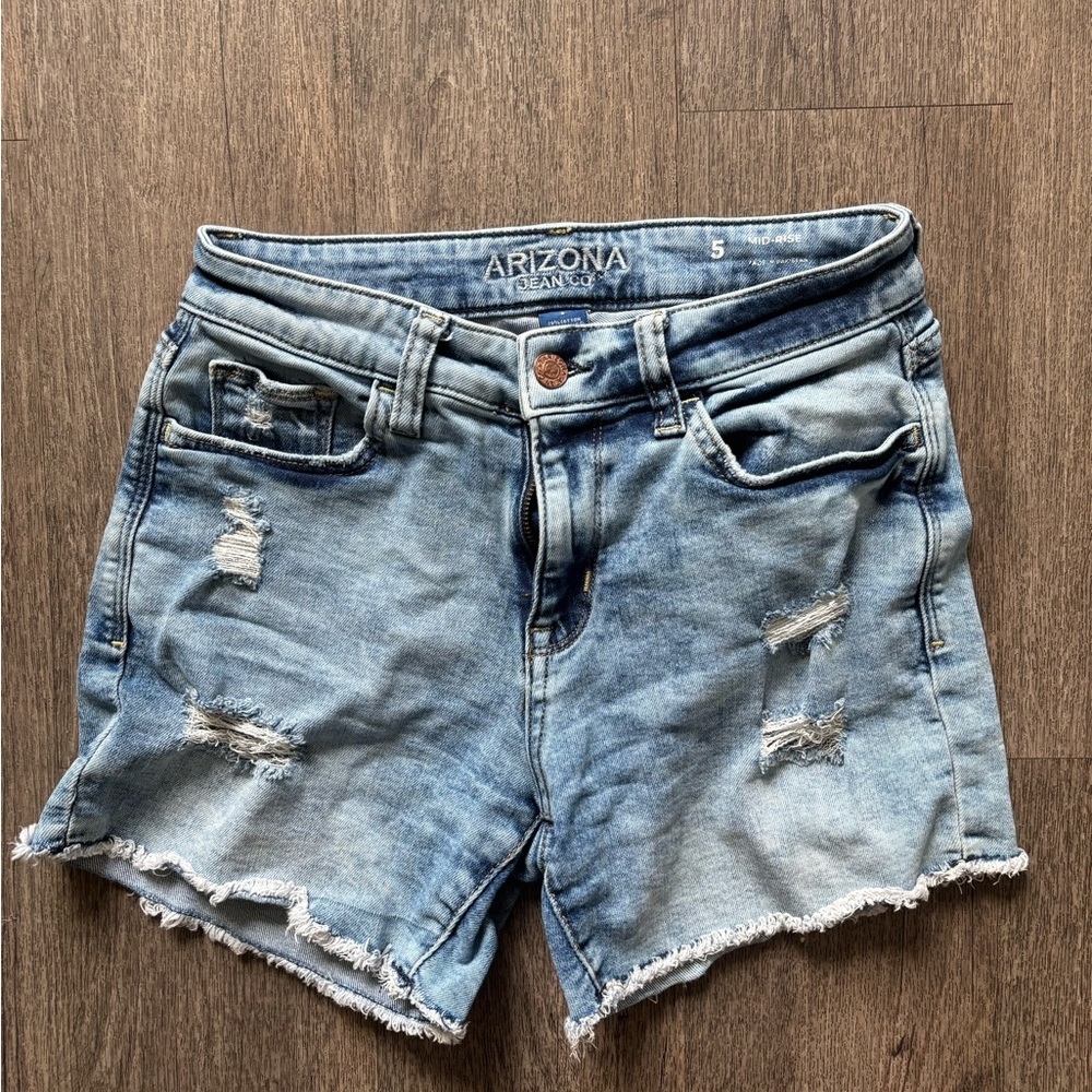 Arizona Jean Company Blue Distressed Jean Shorts
